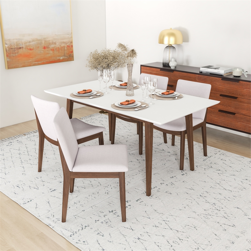 Delaney Mid Century Modern 5 Piece Dining Room Set