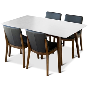Denali Modern Solid Wood Walnut Kitchen & Dining Room Table and Chairs for 4