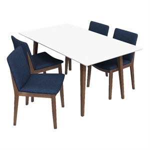 Desiree Modern Solid Wood Walnut Kitchen & Dining Room Table and Chairs for 4
