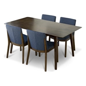 Drew Modern Solid Wood Walnut Dining Room & Kitchen Table and Chair Set of 4