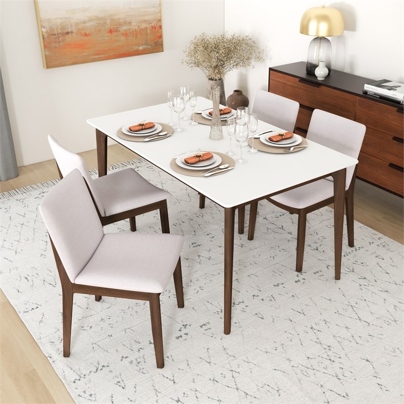 Lexa Mid Century Modern Solid Wood 5 Piece Furniture Set