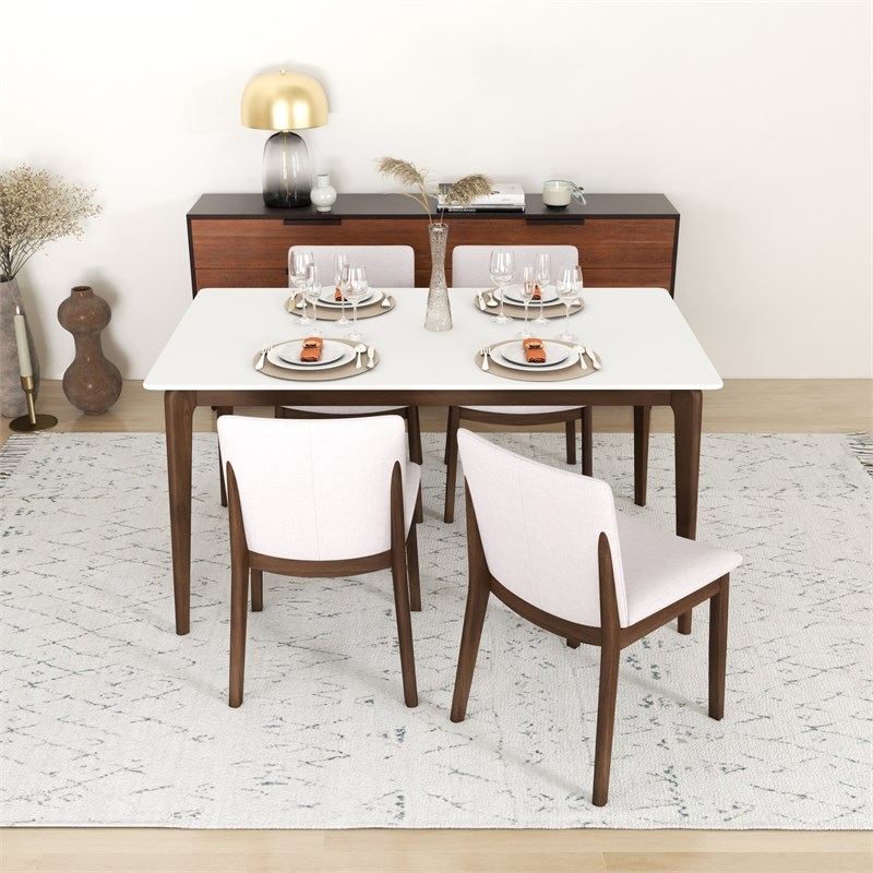 Lexa Mid Century Modern Solid Wood 5 Piece Furniture Set