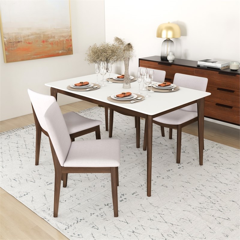 Lexa Mid Century Modern Solid Wood 5 Piece Furniture Set