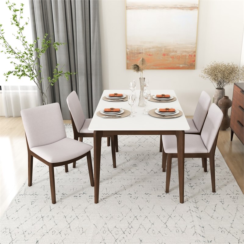 Lexa Mid Century Modern Solid Wood 5 Piece Furniture Set