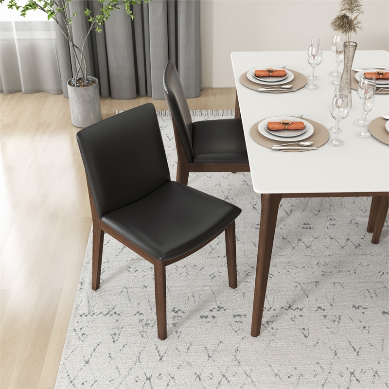 Liana Modern Solid Wood Walnut Dining Room & Kitchen Table and 4 Chair Set