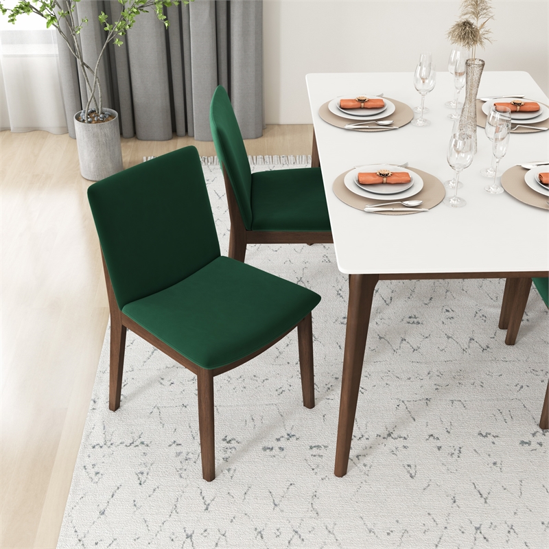 Lisette Modern Solid Wood Walnut Dining Room & Kitchen Table and Chair Set of 4