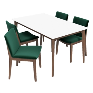 Lisette Modern Solid Wood Walnut Dining Room & Kitchen Table and Chair Set of 4