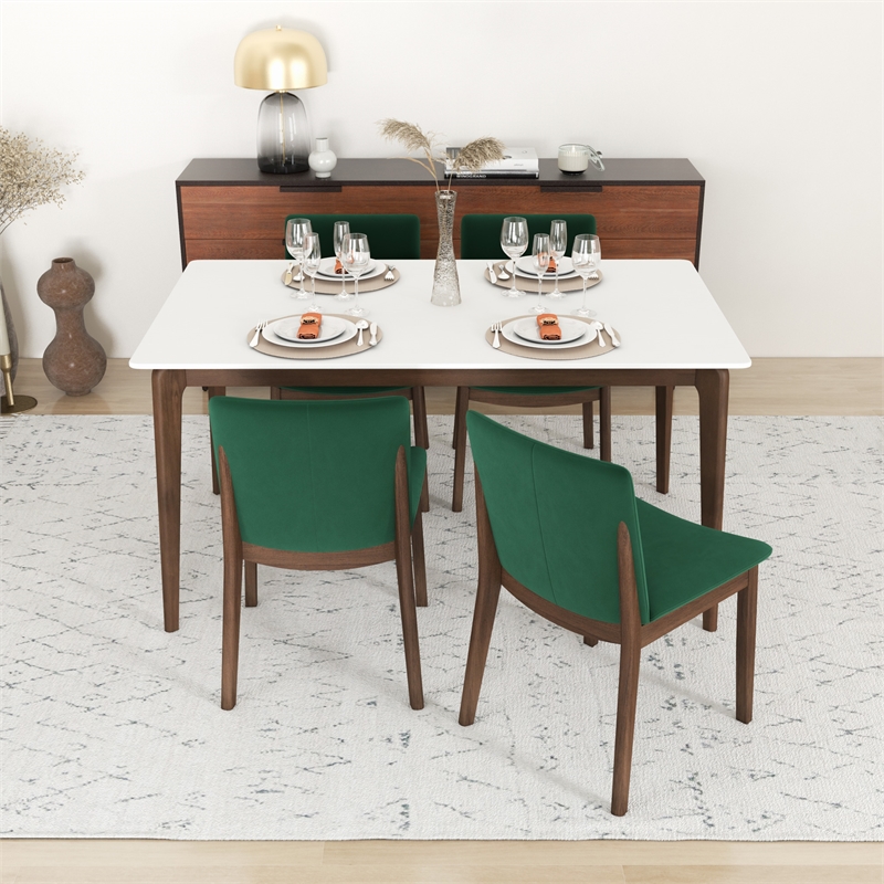 Lisette Modern Solid Wood Walnut Dining Room & Kitchen Table and Chair Set of 4