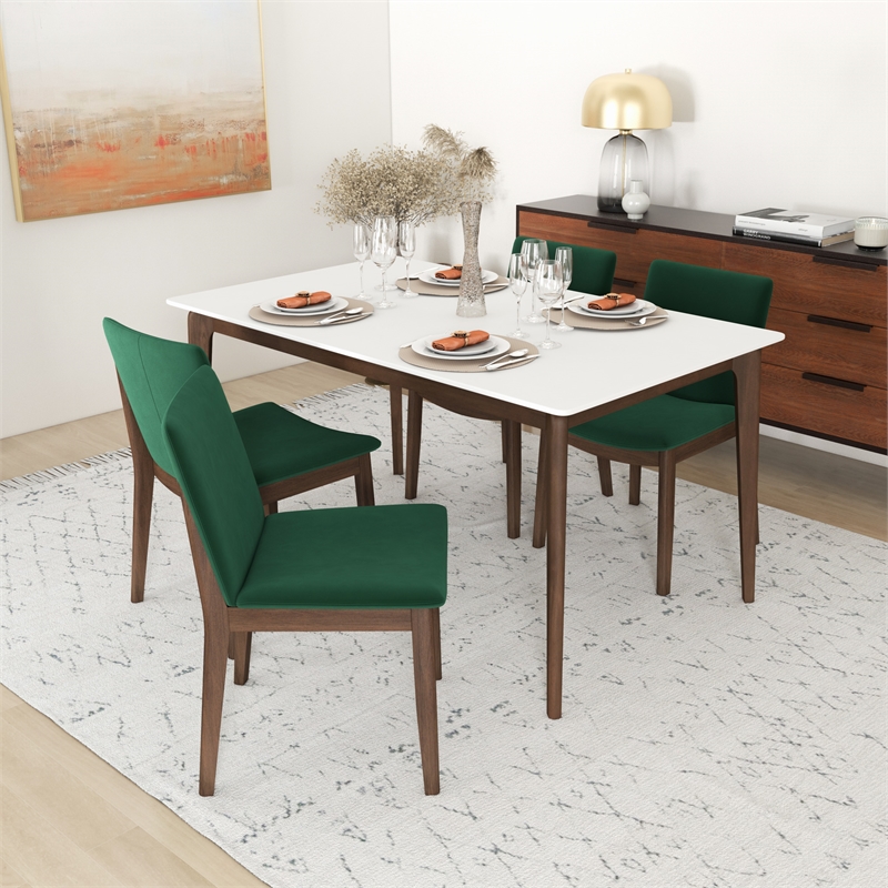 Lisette Modern Solid Wood Walnut Dining Room & Kitchen Table and Chair Set of 4