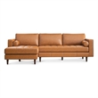 Demi Modern Living Room Top Leather Corner Sectional Couch in Cognac Tan