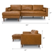 Demi Modern Living Room Top Leather Corner Sectional Couch in Cognac Tan