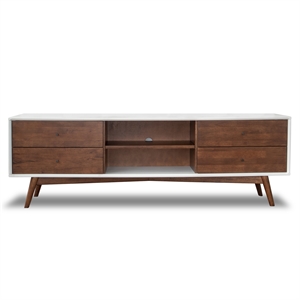 Francesca Mid-Century Modern  TV Stand  in White for TVs up to 88
