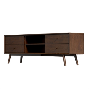 francesca mid-century modern solid wood tv stand in brown for tvs up to 65