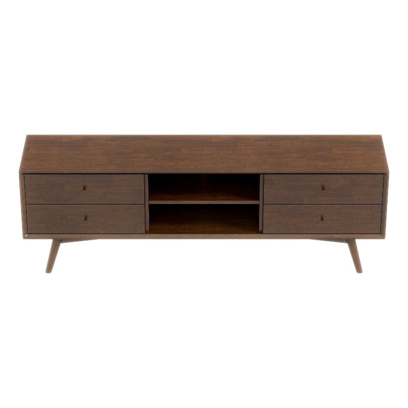 Francesca Mid-Century Modern Solid Wood TV Stand in Brown for TVs up to 65