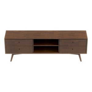 Francesca Mid-Century Modern Solid Wood TV Stand in Brown for TVs up to 65&quot