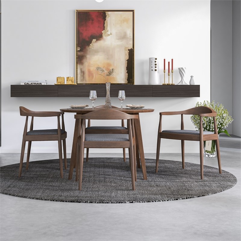 Hartford Mid-Century Modern Fabric Dining Chair in Gray