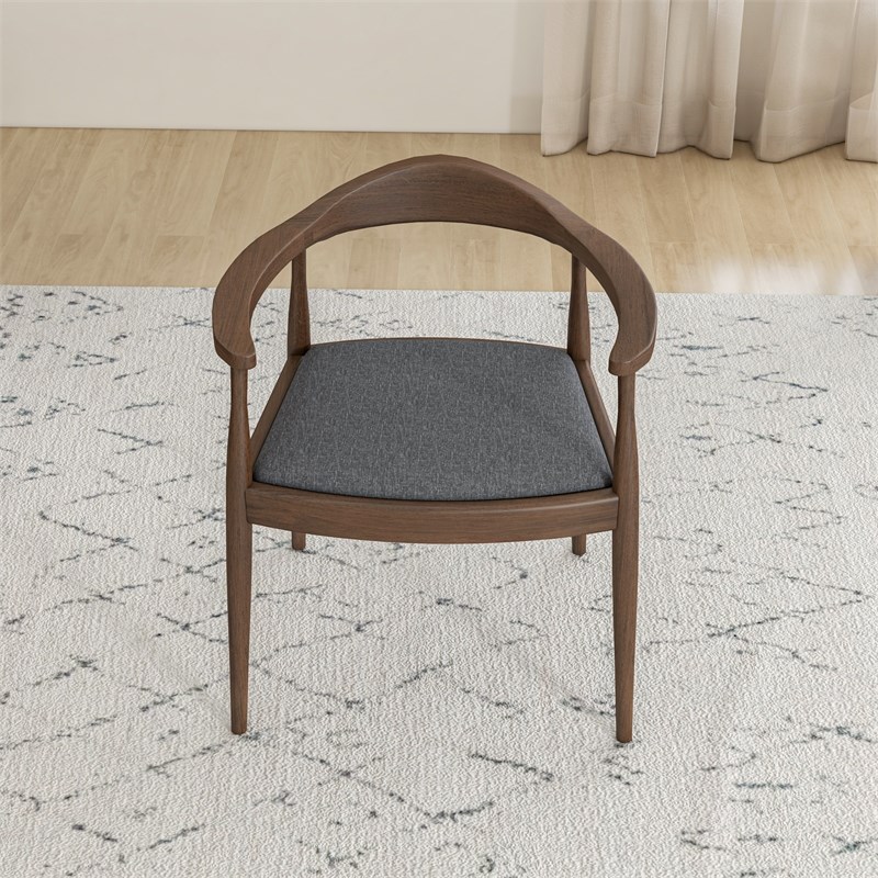 Hartford Mid-Century Modern Fabric Dining Chair in Gray