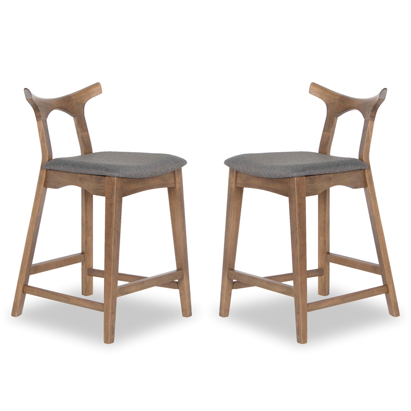 Ashcroft Murphy Fabric Upholstered Bar Stool in Gray
