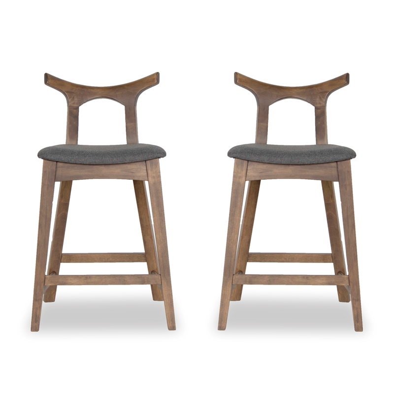 Ashcroft Murphy Fabric Upholstered Bar Stool in Gray
