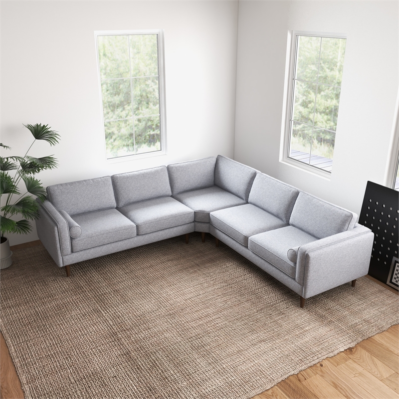 Hudson Light Gray Fabric Modern Living Room Corner Symmetrical Sofa