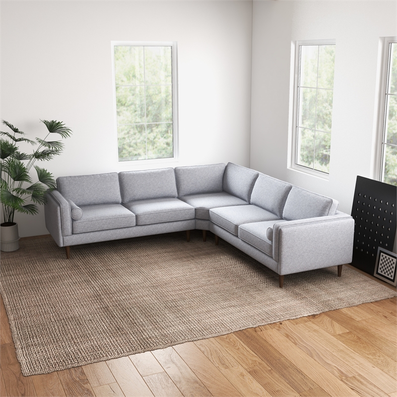 Hudson Light Gray Fabric Modern Living Room Corner Symmetrical Sofa
