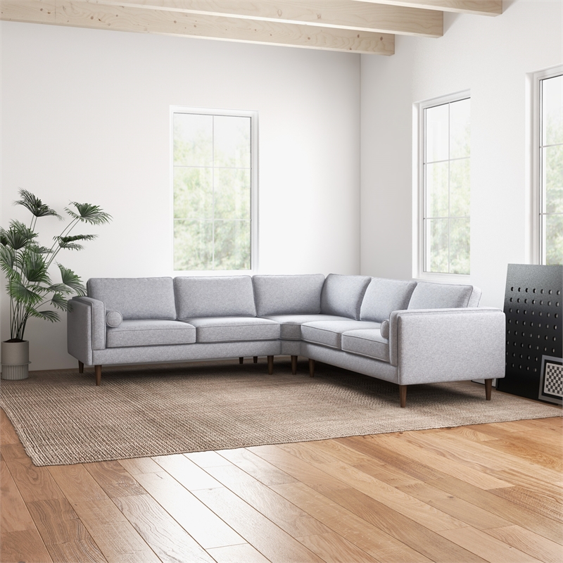Hudson Light Gray Fabric Modern Living Room Corner Symmetrical Sofa