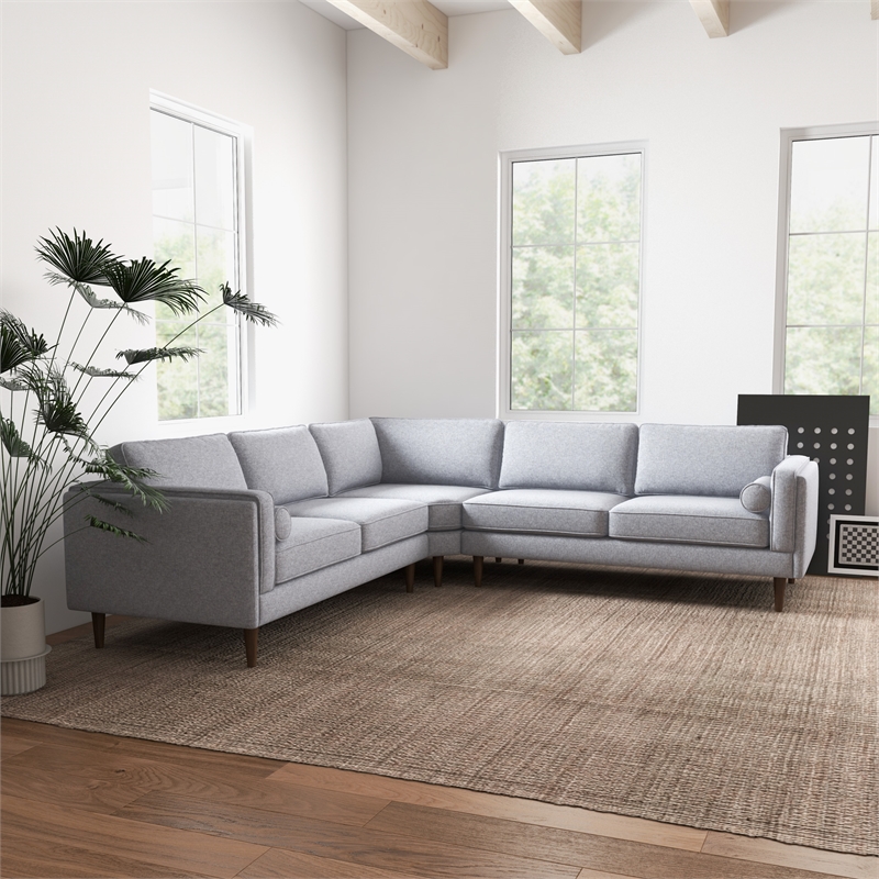 Hudson Light Gray Fabric Modern Living Room Corner Symmetrical Sofa