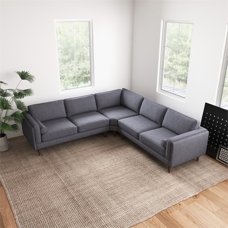 Hudson Dark Gray Fabric Modern Living Room Corner Symmetrical Sofa