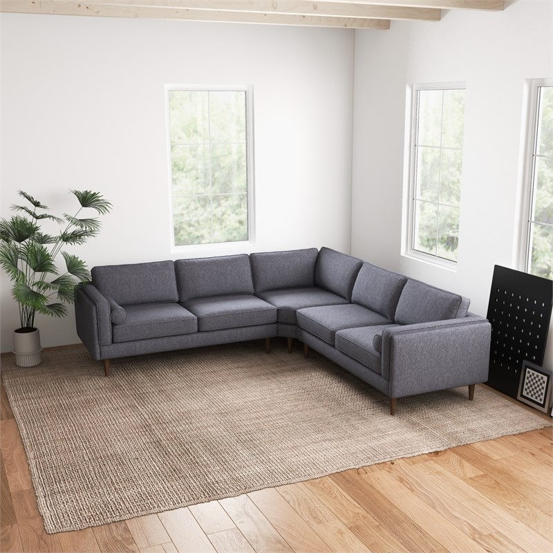 Hudson Dark Gray Fabric Modern Living Room Corner Symmetrical Sofa
