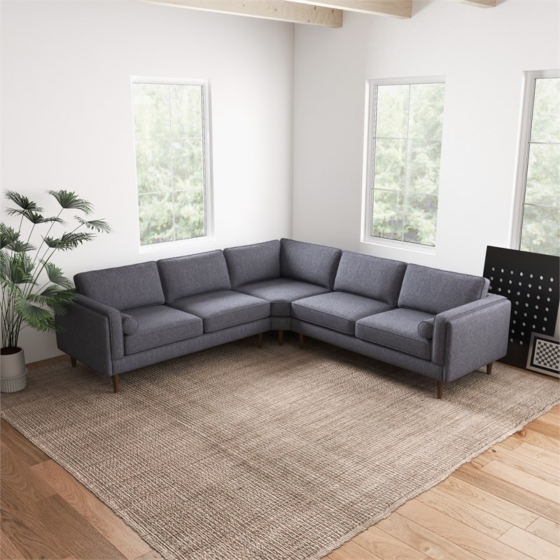 Hudson Dark Gray Fabric Modern Living Room Corner Symmetrical Sofa
