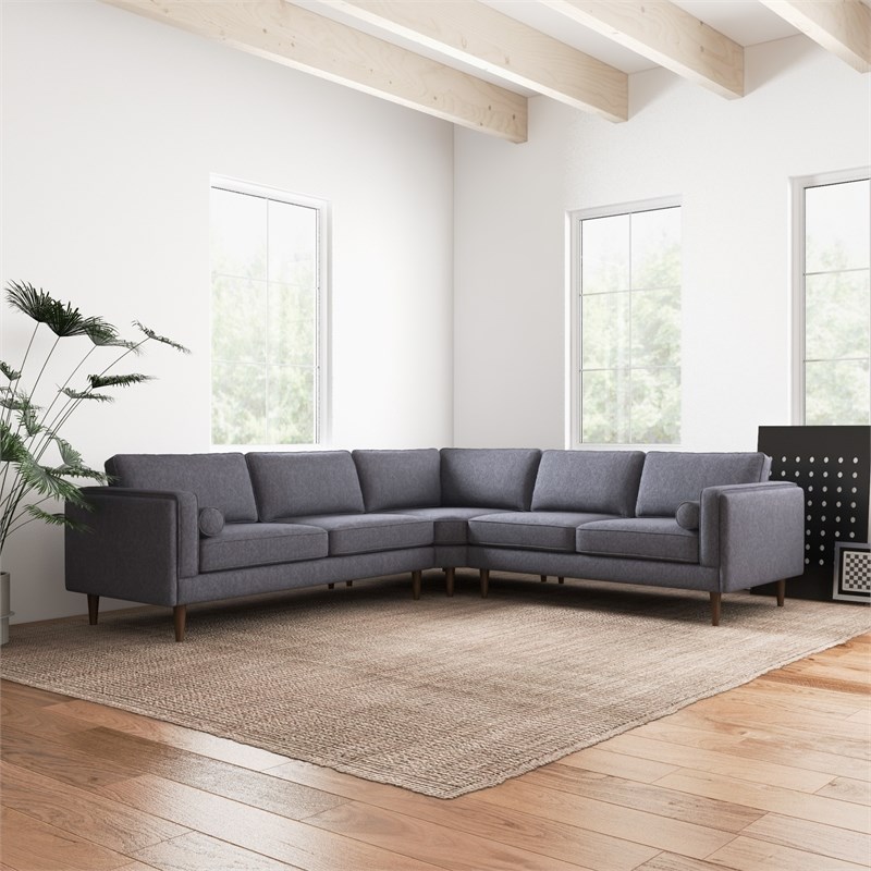 Hudson Dark Gray Fabric Modern Living Room Corner Symmetrical Sofa