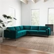 Hudson Turquoise Velvet Modern Living Room Corner Symmetrical Sofa