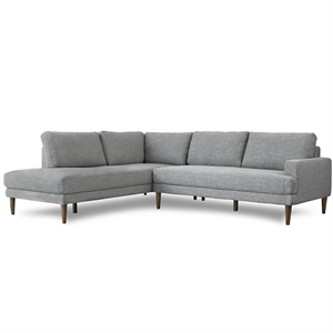 aplee mid-century l-shaped pillow back fabric  sectional in gray