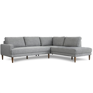 aplee mid-century l-shaped pillow back fabric  sectional in gray