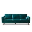 Hudson Living Room Mid Century Modern Pillow Back Velvet Sofa in Turquoise