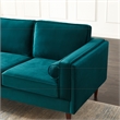 Hudson Living Room Mid Century Modern Pillow Back Velvet Sofa in Turquoise
