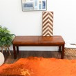 Kalenci Mid-Century Modern Rectangular Genuine Leather Bench in Antique Tan