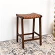 Dejang Mid-Century Modern Square Genuine Leather Counter Stool in Brown