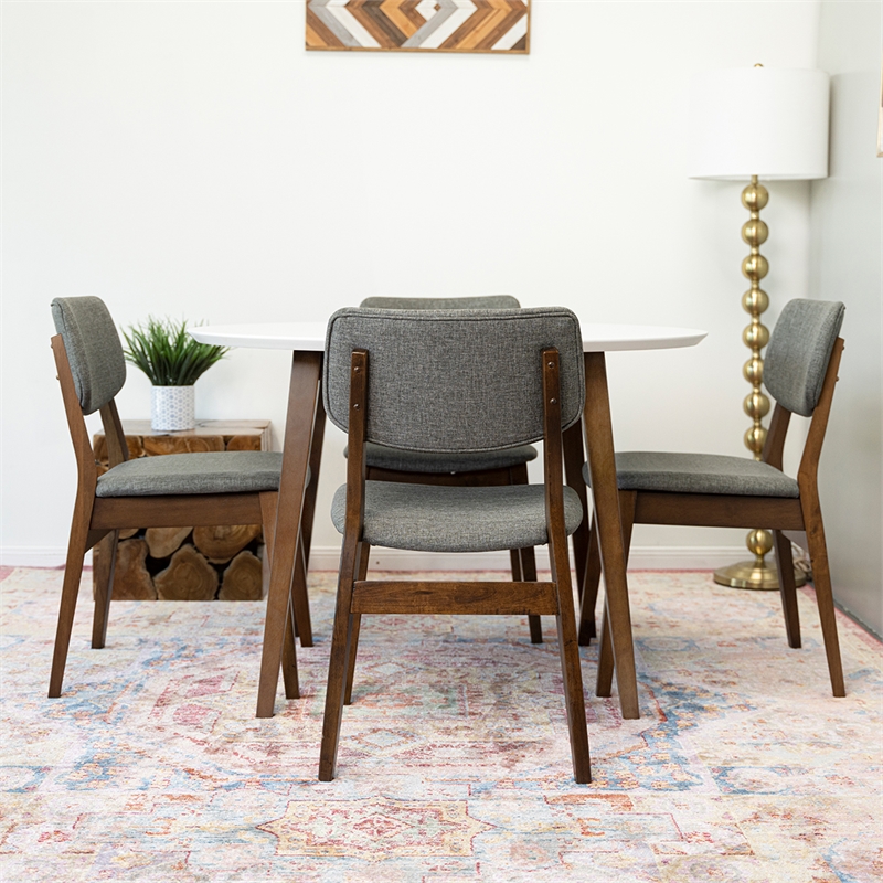 Eleanor Modern Solid Wood Walnut Dining Room & Kitchen Table and Chairs for 4