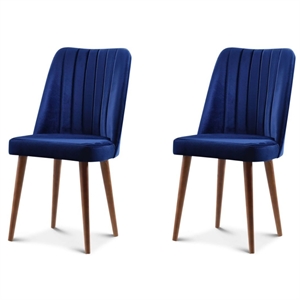 aurelia mid-century modern fabric dining chair in blue (set of 2)