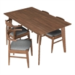 Alma Modern Solid Wood Walnut Dining Room & Kitchen Table and Chair Set of 4