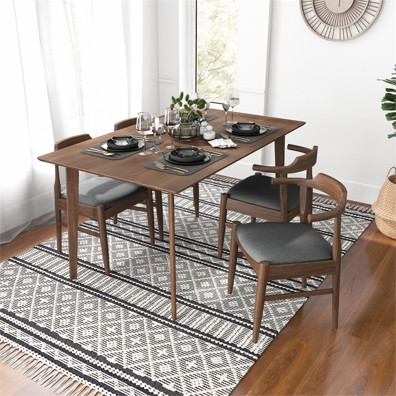 Alma Modern Solid Wood Walnut Dining Room Kitchen Table and - Main Image