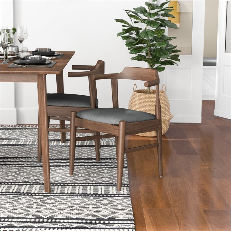 Alma Modern Solid Wood Walnut Dining Room & Kitchen Table and Chair Set of 4