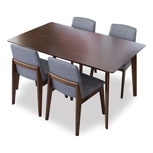 alston modern solid wood walnut dining room & kitchen table and chairs for 4