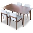 Ambrose Modern Solid Wood Walnut Dining Room & Kitchen Table and 4 Chairs Set