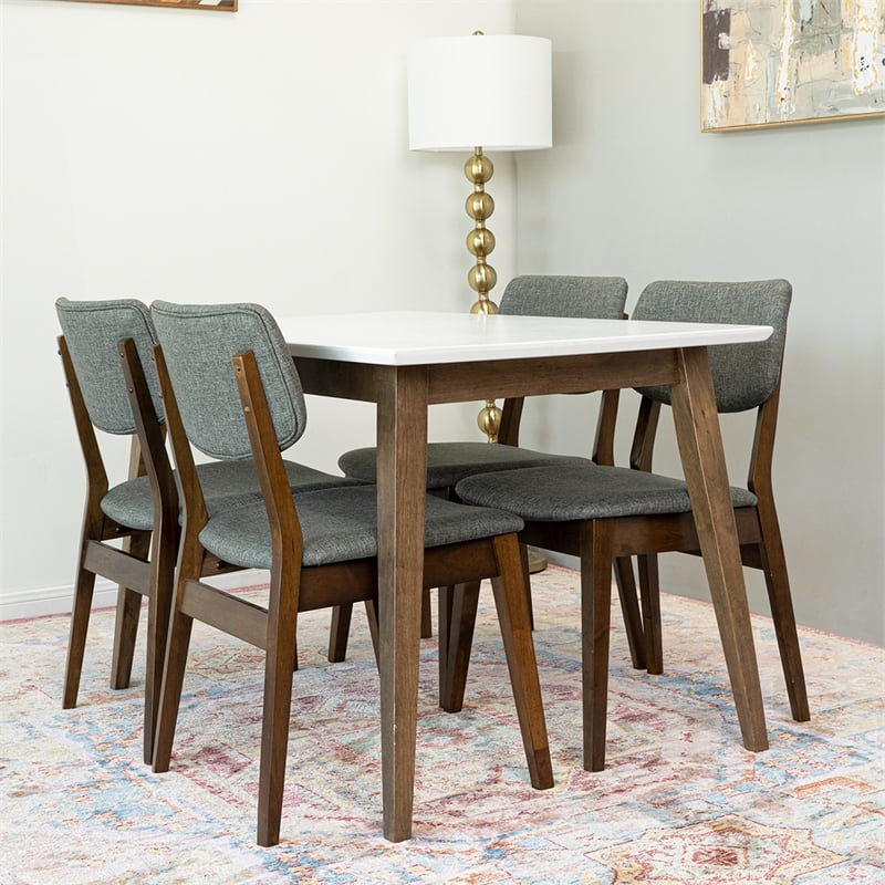 Benson Modern Solid Wood Walnut Kitchen & Dining Room Table and Chairs for 4