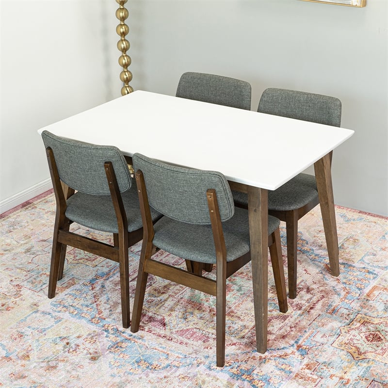Benson Modern Solid Wood Walnut Kitchen & Dining Room Table and Chairs for 4