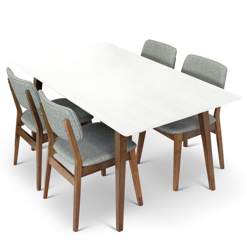 Benson Modern Solid Wood Walnut Kitchen & Dining Room Table and Chairs for 4