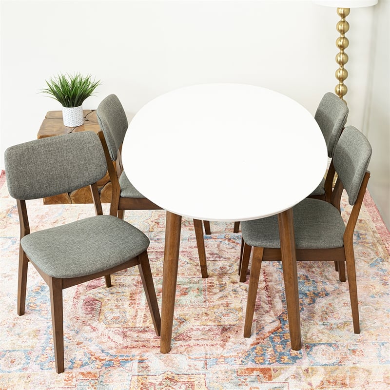 Kara Modern Solid Wood Walnut Kitchen & Dining Room Table and Chairs for 4