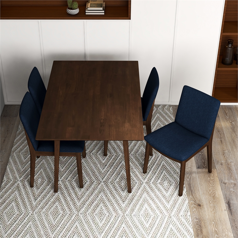 Barbara Modern Solid Wood Walnut Dining Room & Kitchen Table and Chairs For 4